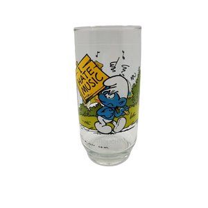 vintage 1982 peyo wallace berrie grouchy smurf collectible drinking glass